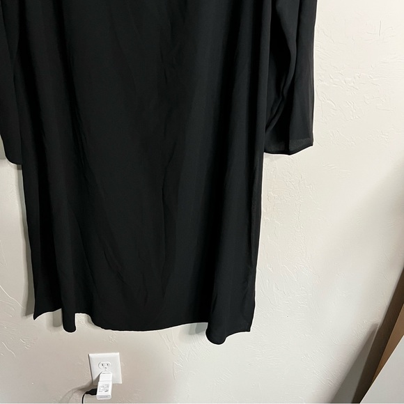 Eileen Fisher Black 100% Silk Bateau High Side Slits Long Tunic Lagenlook Top - Picture 6 of 10